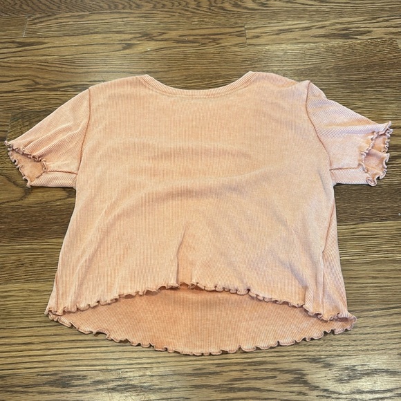 Aerie Ribbed Cotton Tee - size XS - color: light orange - Picture 1 of 3